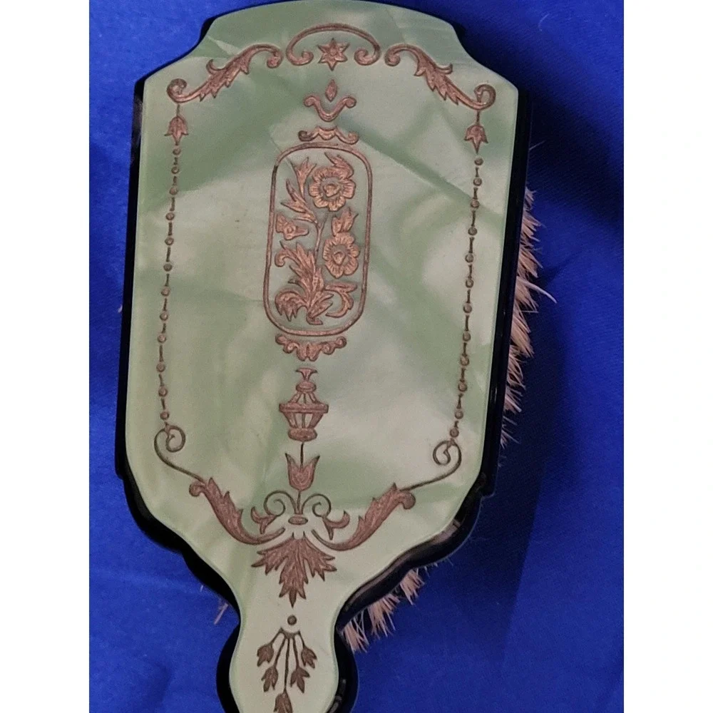 Art Nouveau Celluloid Brush and Mirror